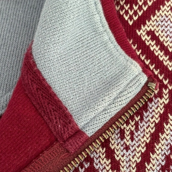 Lands' End 1/4 zip burgundy pullover 100% cotton nordic style sweater size L/T - Picture 12 of 15